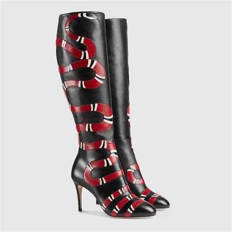 black italian gucci boots|Gucci black boots with snake.